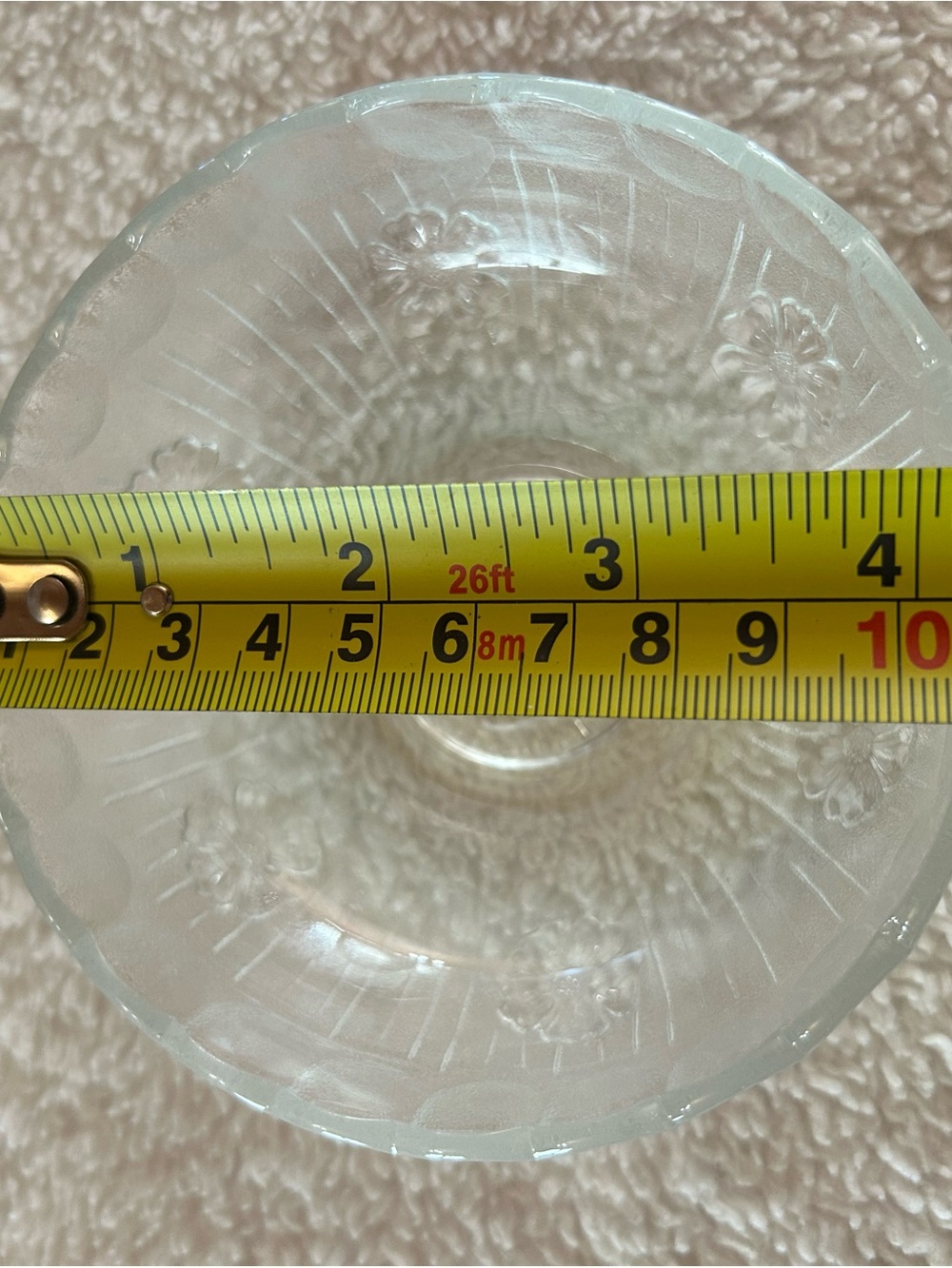 Vintage Clear Pressed Glass Bowl with Floral Motif - Picture 2 of 6